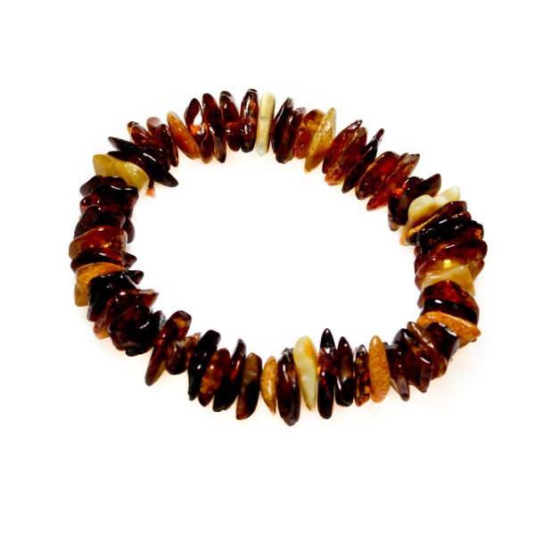 Pulsera Artesanal De ámbar Báltico Color Coñac Con Cuentas De Piedra