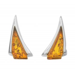 Ohrringe Bernstein und Silber Cognac Dreiecksform