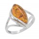 Twisted silver ring with amber stone