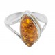 Twisted silver ring with amber stone