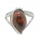 Twisted silver ring with cognac amber stone