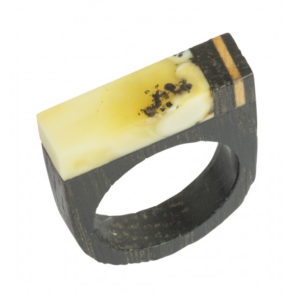 Wooden amber ring 