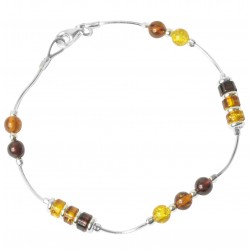Bracelet D'ambre Véritable Multicolore Avec Chaine Extensible
